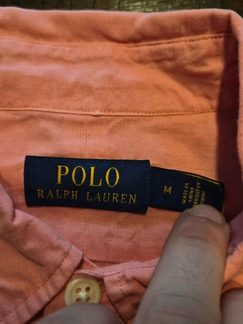 Polo Ralph Lauren Shirt Mens M Pink Linen Silk Blend Long Sleeve Roll Tab G813